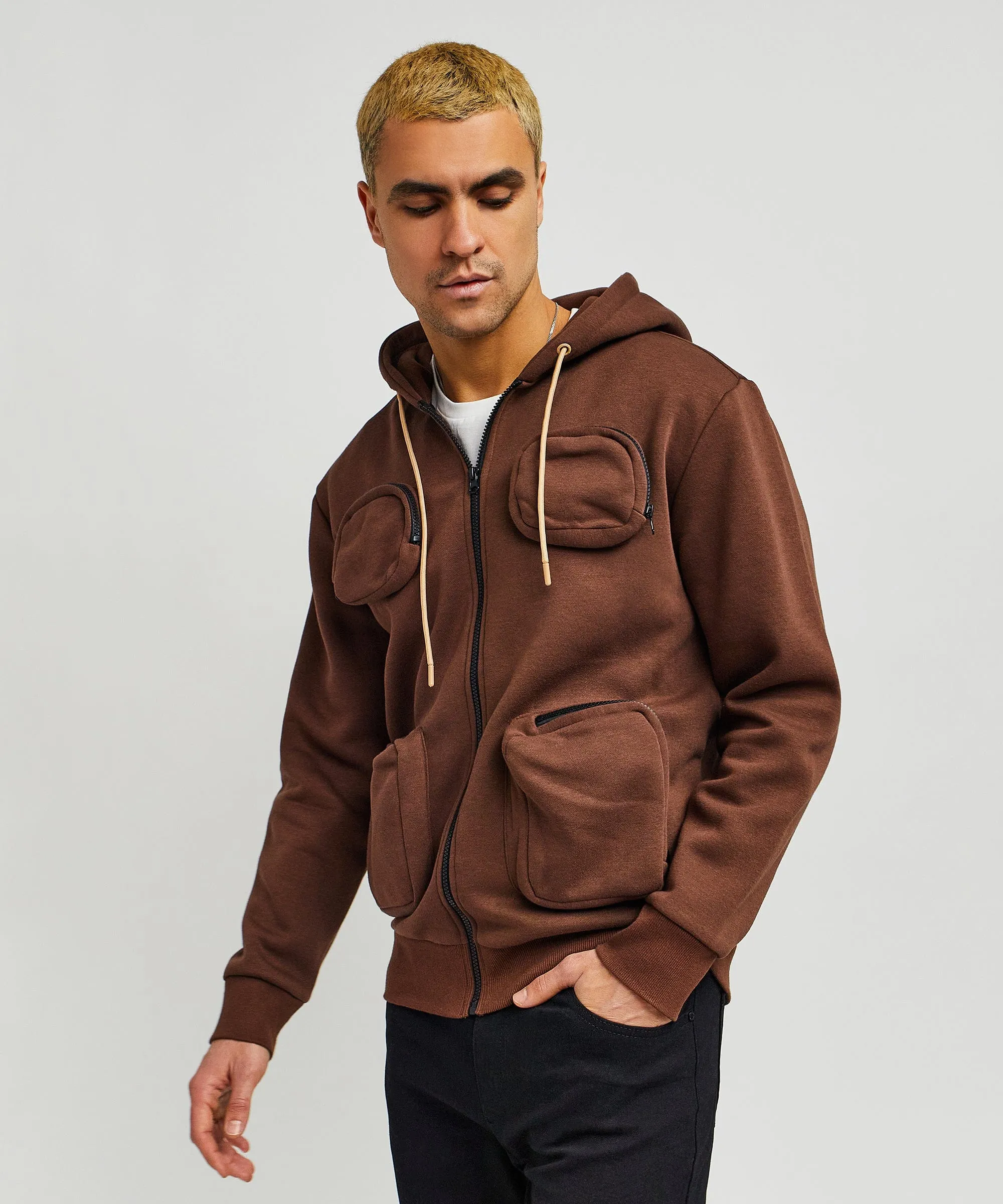 Trenches Fleece Utility Hoodie - Brown