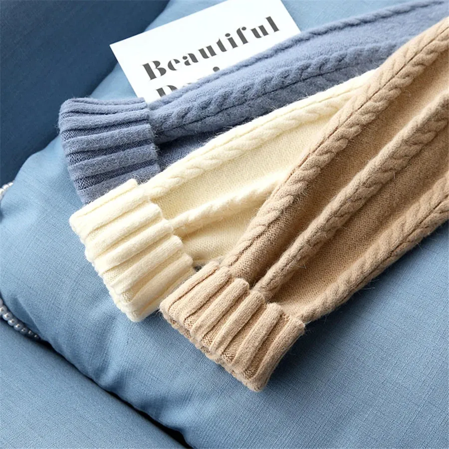 Winter Thicken Plush Velvet Lined Sweater Dress Women's Fall Half Turtleneck Rib Knit Bottom Dresses Elegant Warm Vestido Midi
