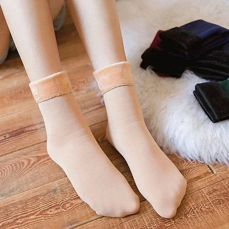 Winter Warm Women Socks Soft Thicken Thermal Plush Socks Girls Solid Color Velvet Wool Snow Boots Floor Socks Home Sleeping Sock