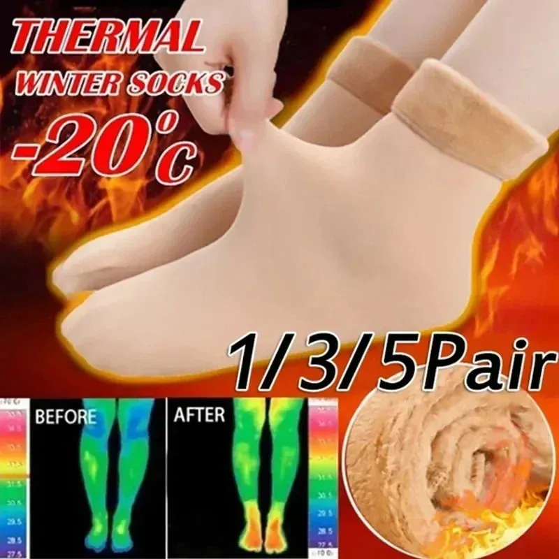 Winter Warm Women Socks Soft Thicken Thermal Plush Socks Girls Solid Color Velvet Wool Snow Boots Floor Socks Home Sleeping Sock