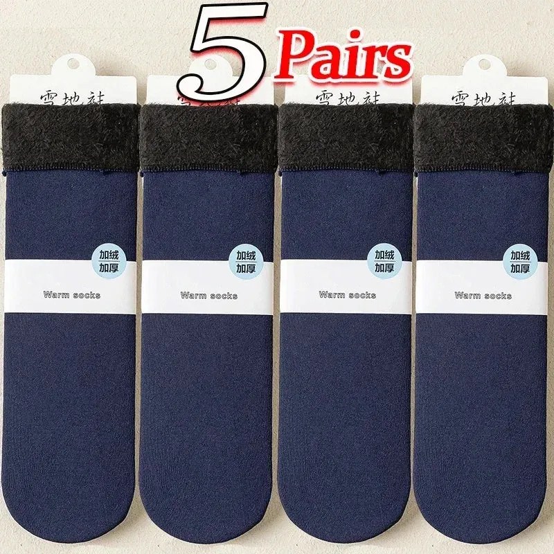 Winter Warm Women Socks Soft Thicken Thermal Plush Socks Girls Solid Color Velvet Wool Snow Boots Floor Socks Home Sleeping Sock