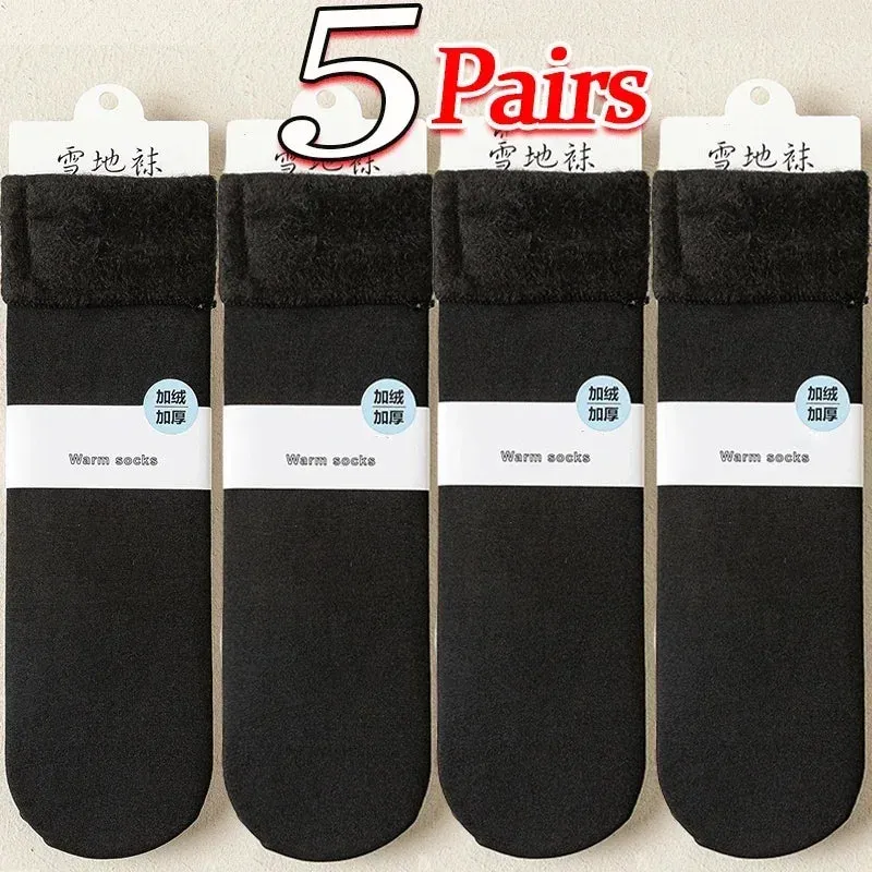Winter Warm Women Socks Soft Thicken Thermal Plush Socks Girls Solid Color Velvet Wool Snow Boots Floor Socks Home Sleeping Sock