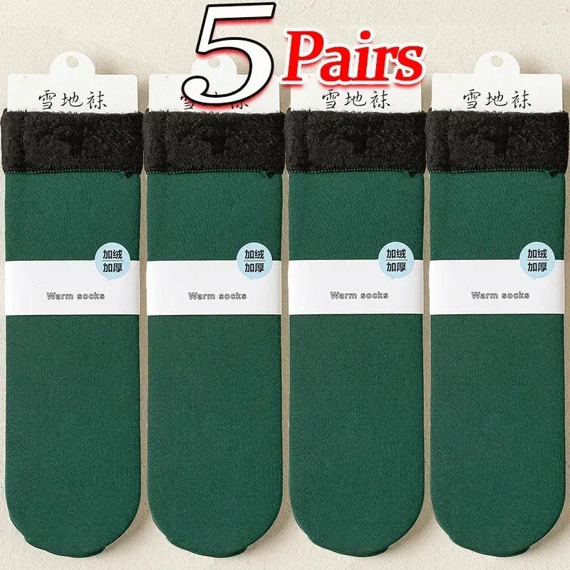 Winter Warm Women Socks Soft Thicken Thermal Plush Socks Girls Solid Color Velvet Wool Snow Boots Floor Socks Home Sleeping Sock