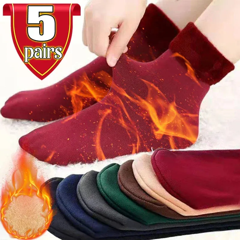 Winter Warm Women Socks Soft Thicken Thermal Plush Socks Girls Solid Color Velvet Wool Snow Boots Floor Socks Home Sleeping Sock