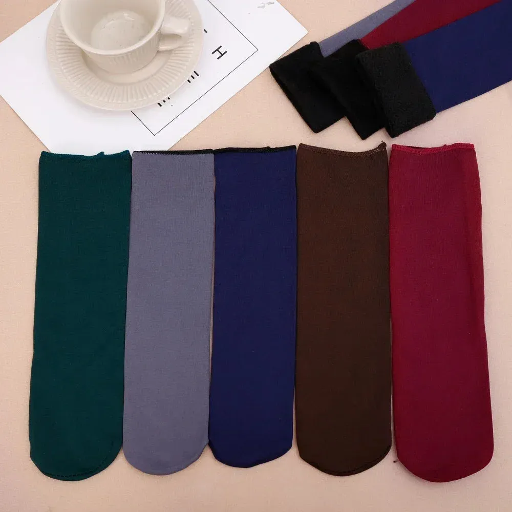 Winter Warm Women Socks Soft Thicken Thermal Plush Socks Girls Solid Color Velvet Wool Snow Boots Floor Socks Home Sleeping Sock