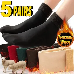 Winter Warm Women Socks Soft Thicken Thermal Plush Socks Girls Solid Color Velvet Wool Snow Boots Floor Socks Home Sleeping Sock