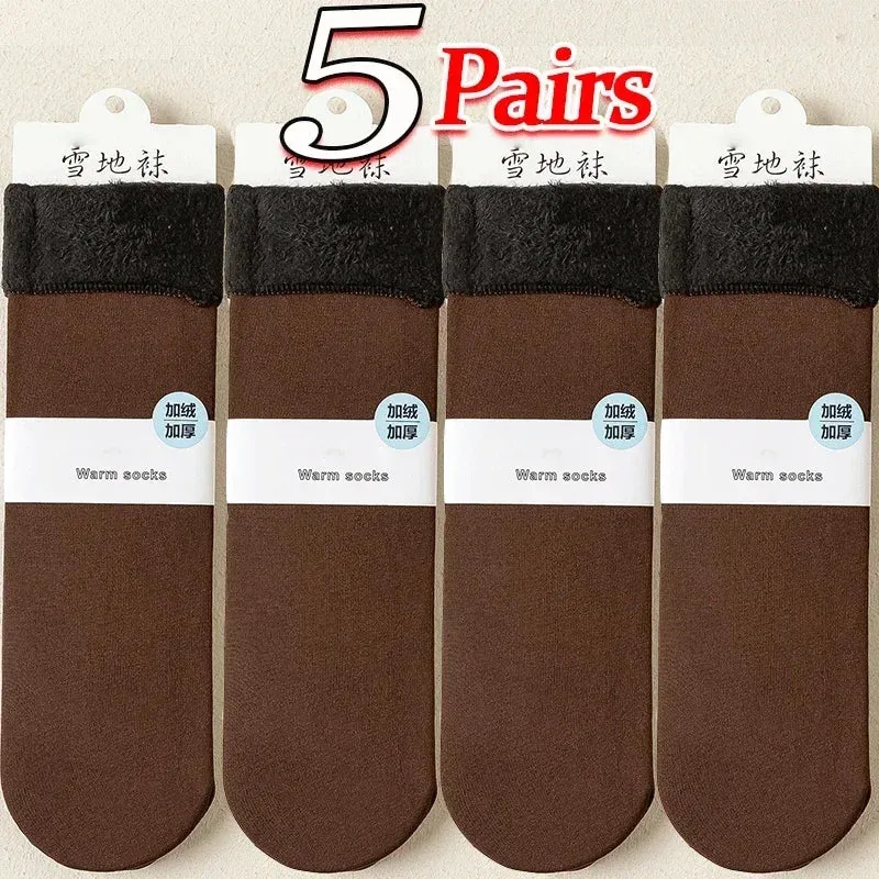 Winter Warm Women Socks Soft Thicken Thermal Plush Socks Girls Solid Color Velvet Wool Snow Boots Floor Socks Home Sleeping Sock