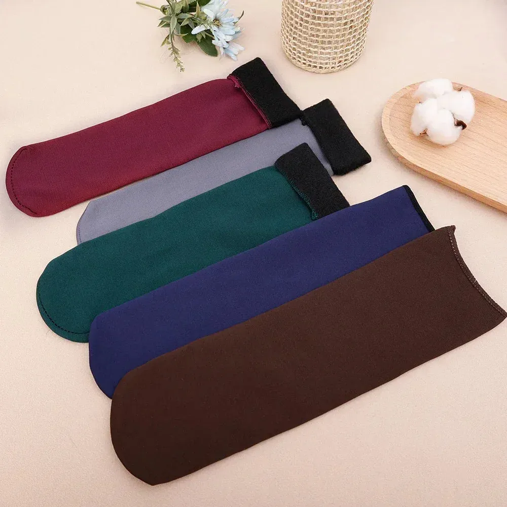 Winter Warm Women Socks Soft Thicken Thermal Plush Socks Girls Solid Color Velvet Wool Snow Boots Floor Socks Home Sleeping Sock