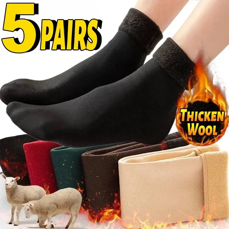 Winter Warm Women Socks Soft Thicken Thermal Plush Socks Girls Solid Color Velvet Wool Snow Boots Floor Socks Home Sleeping Sock