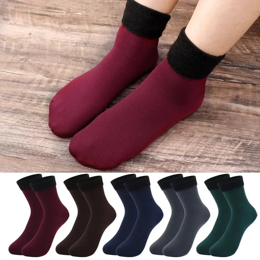 Winter Warm Women Socks Soft Thicken Thermal Plush Socks Girls Solid Color Velvet Wool Snow Boots Floor Socks Home Sleeping Sock