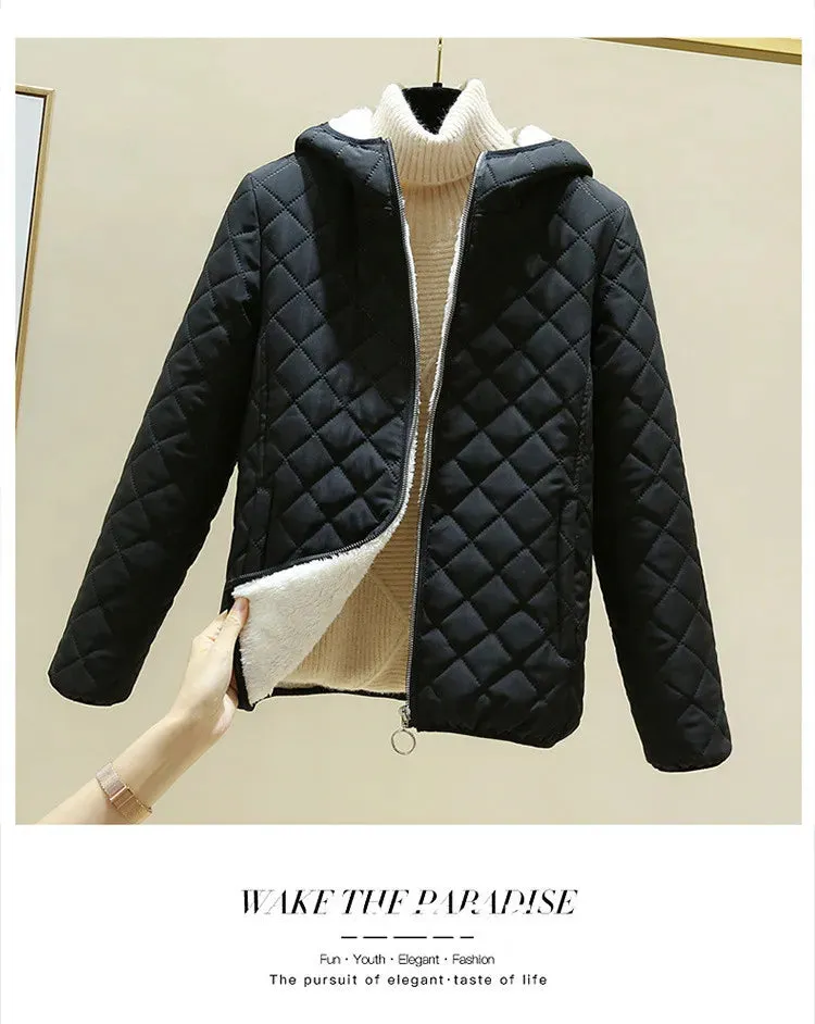 Women Jacket Black 2023 New Winter Female Korean Fleece Cotton Outcoat Padded Jacket Women Coat Thicken Hooded Parka Ladies 2778