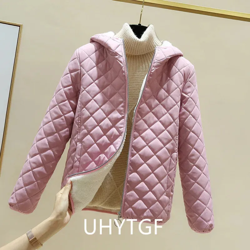 Women Jacket Black 2023 New Winter Female Korean Fleece Cotton Outcoat Padded Jacket Women Coat Thicken Hooded Parka Ladies 2778