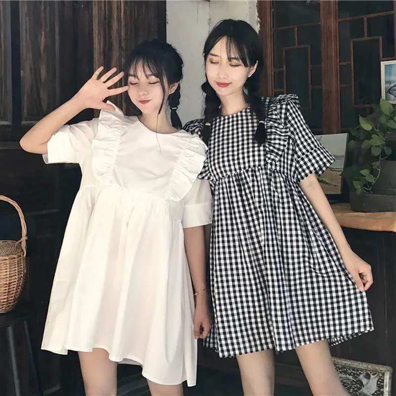 Women's Back Drawstring Ruffles Dress