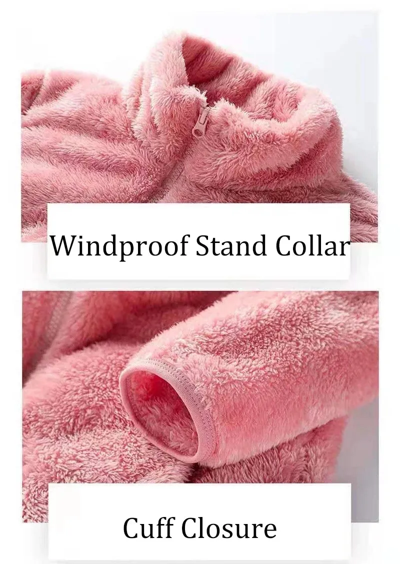 Women's Polar Fleece Lined Sherpa Jacket Long Sleeve Full Zip Soft Warm Sweatshirt Outdoor Warmth  Thicken Plush Clothes ouc1233