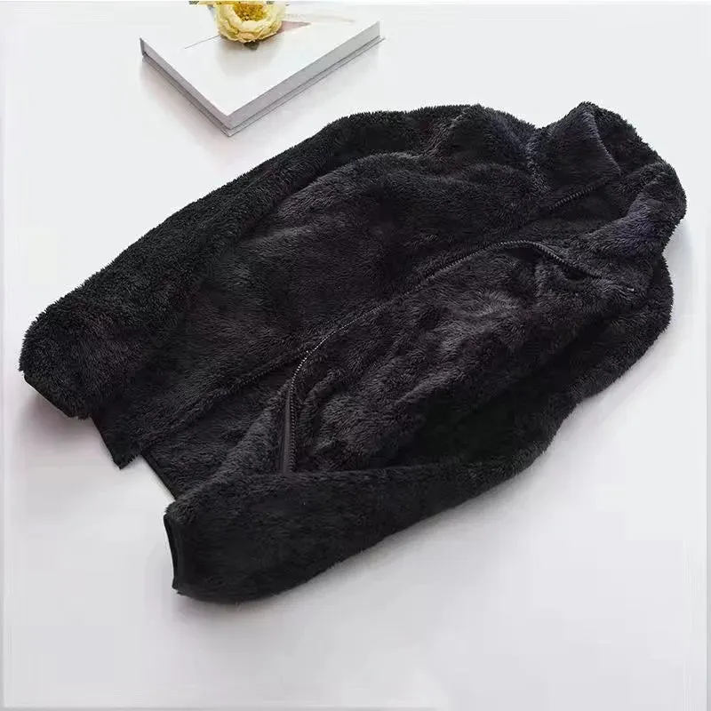 Women's Polar Fleece Lined Sherpa Jacket Long Sleeve Full Zip Soft Warm Sweatshirt Outdoor Warmth  Thicken Plush Clothes ouc1233