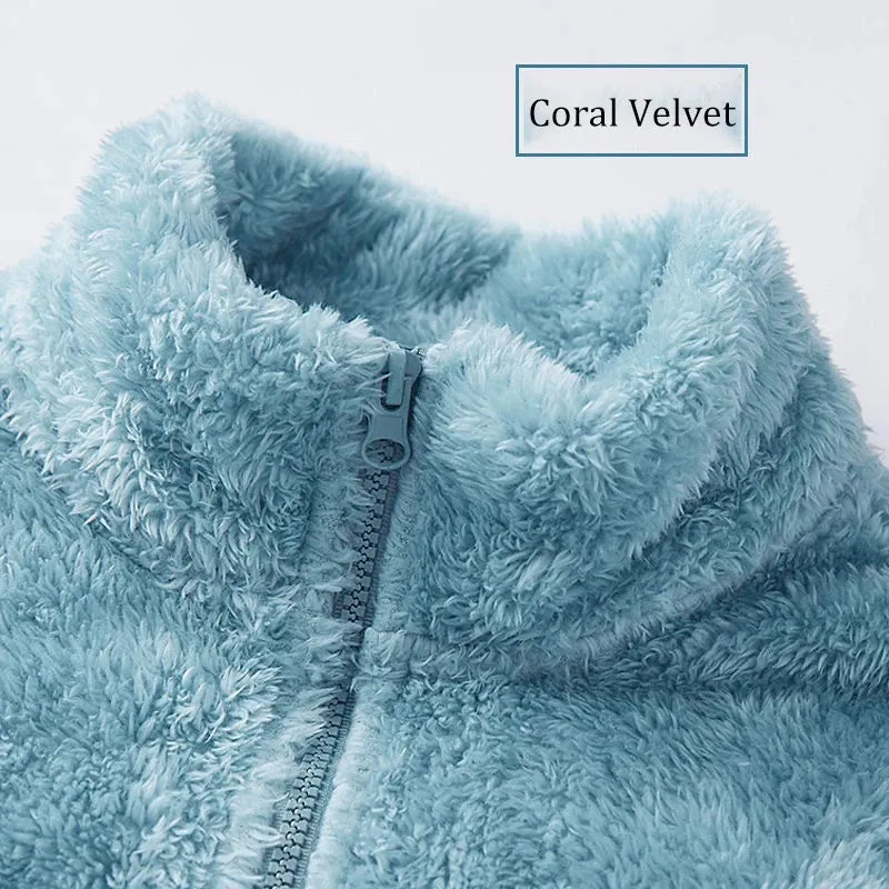 Women's Polar Fleece Lined Sherpa Jacket Long Sleeve Full Zip Soft Warm Sweatshirt Outdoor Warmth  Thicken Plush Clothes ouc1233