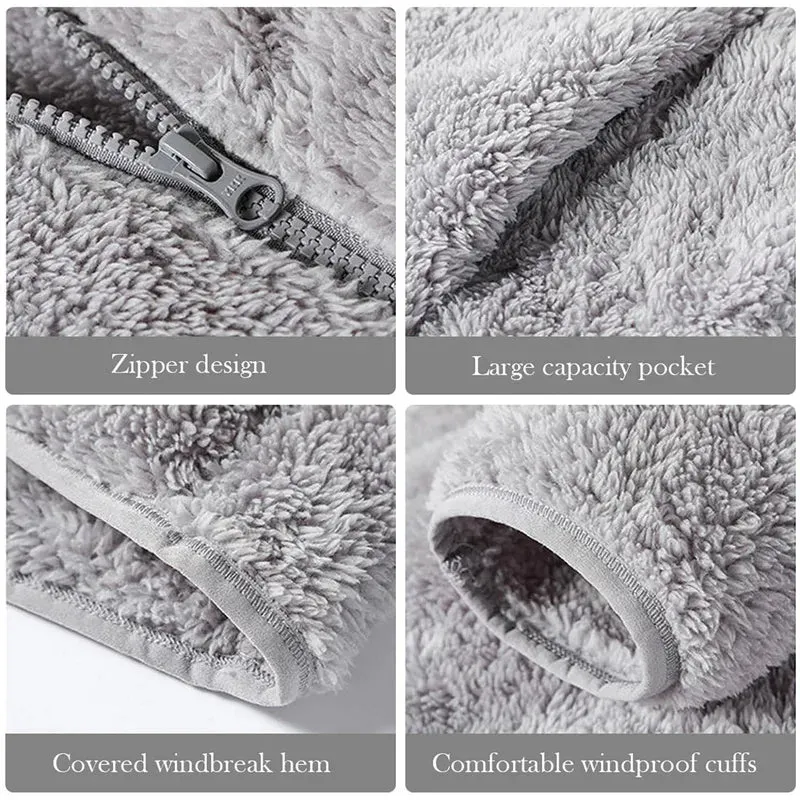 Women's Polar Fleece Lined Sherpa Jacket Long Sleeve Full Zip Soft Warm Sweatshirt Outdoor Warmth  Thicken Plush Clothes ouc1233