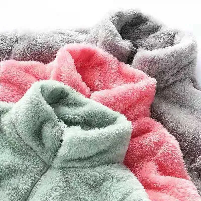 Women's Polar Fleece Lined Sherpa Jacket Long Sleeve Full Zip Soft Warm Sweatshirt Outdoor Warmth  Thicken Plush Clothes ouc1233