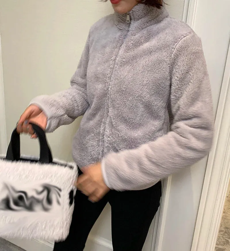 Women's Polar Fleece Lined Sherpa Jacket Long Sleeve Full Zip Soft Warm Sweatshirt Outdoor Warmth  Thicken Plush Clothes ouc1233
