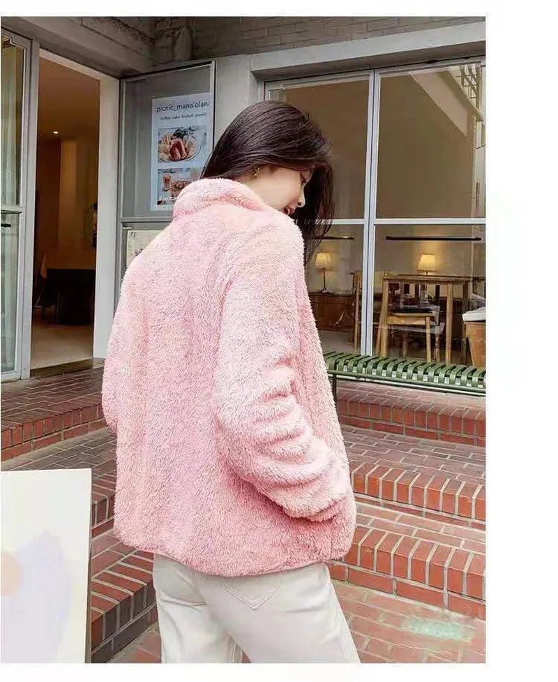 Women's Polar Fleece Lined Sherpa Jacket Long Sleeve Full Zip Soft Warm Sweatshirt Outdoor Warmth  Thicken Plush Clothes ouc1233