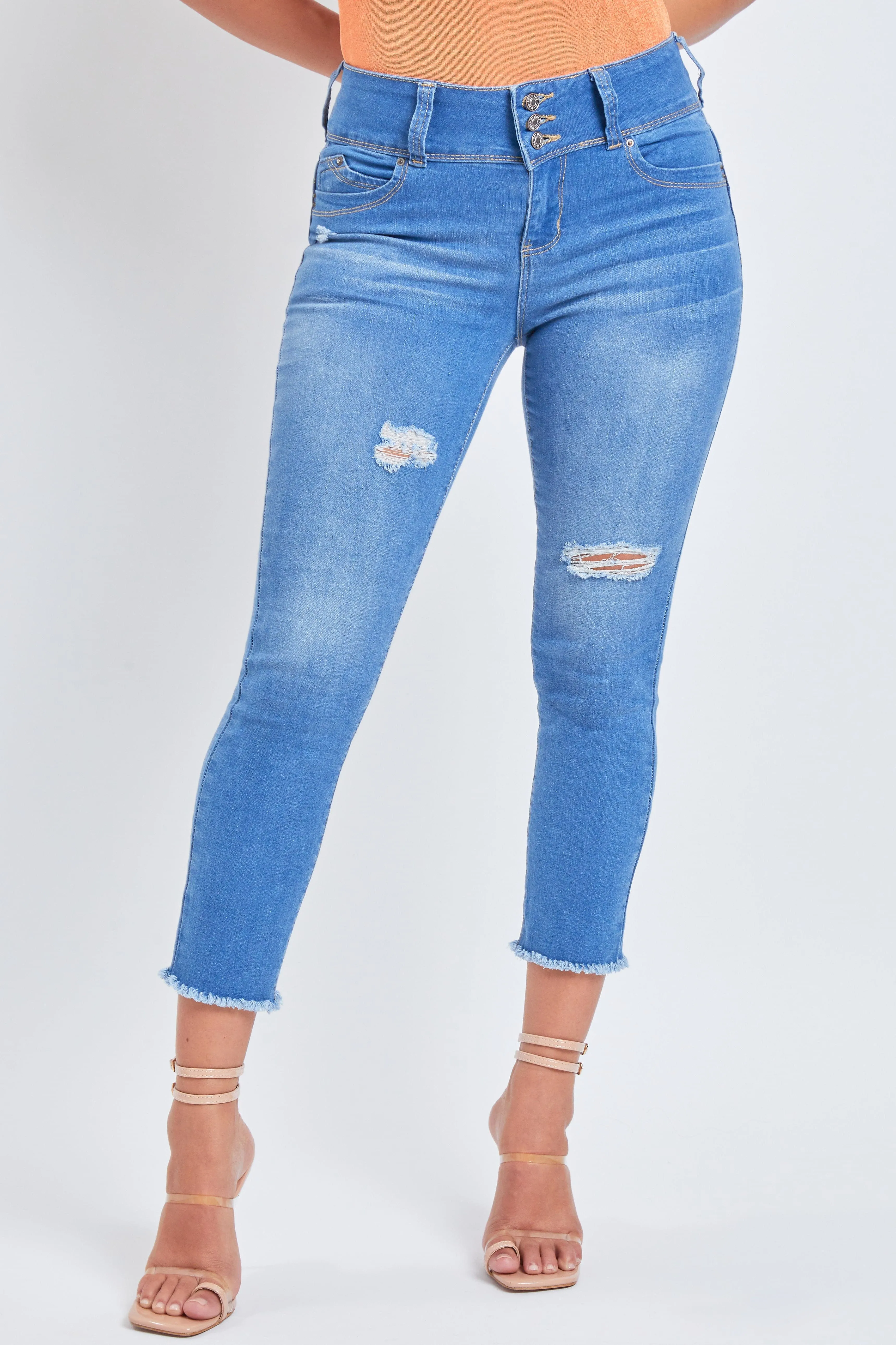 Women's WannaBettaButt 3-Button  Fray Hem Flood