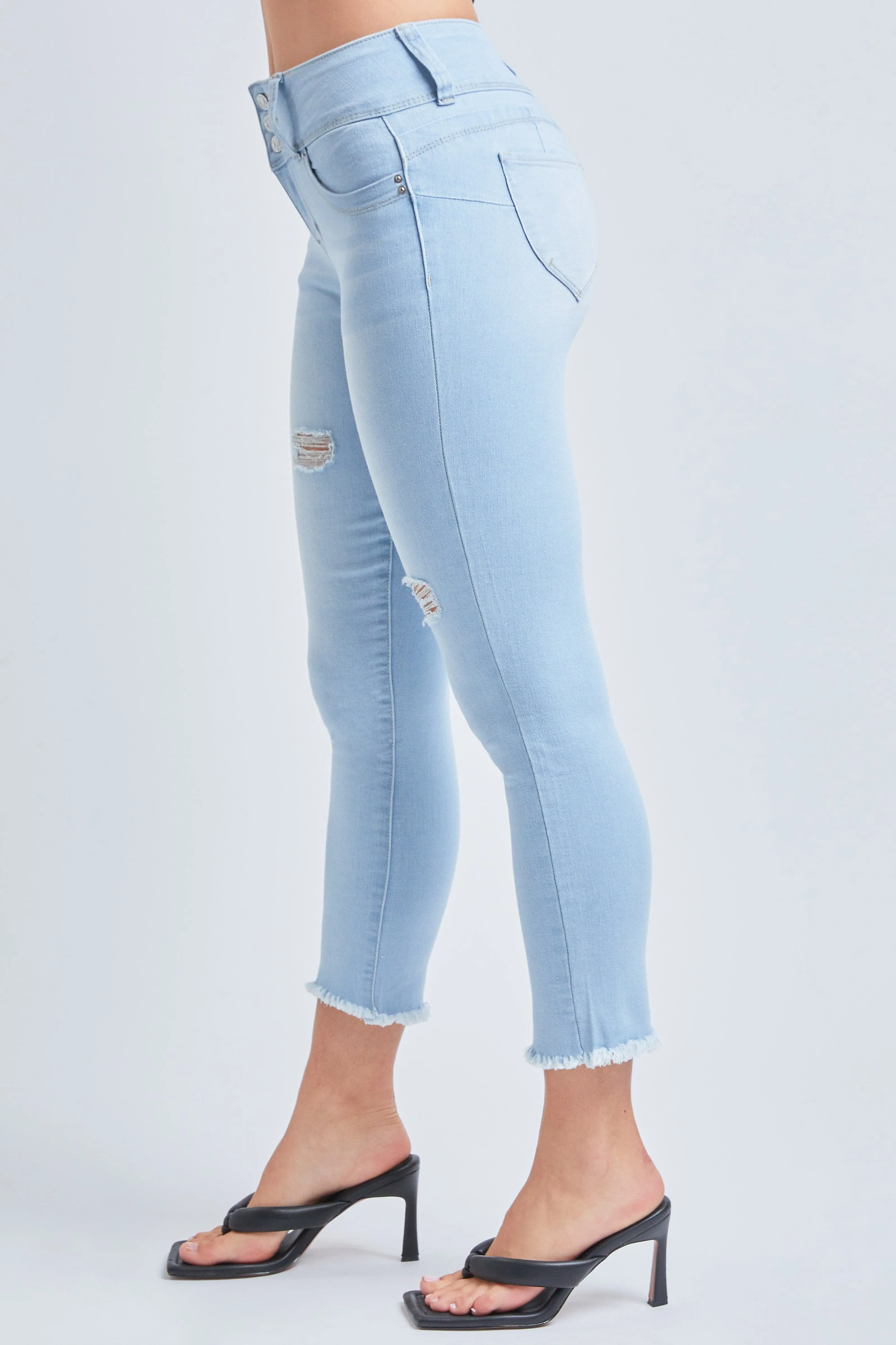 Women's WannaBettaButt 3-Button  Fray Hem Flood