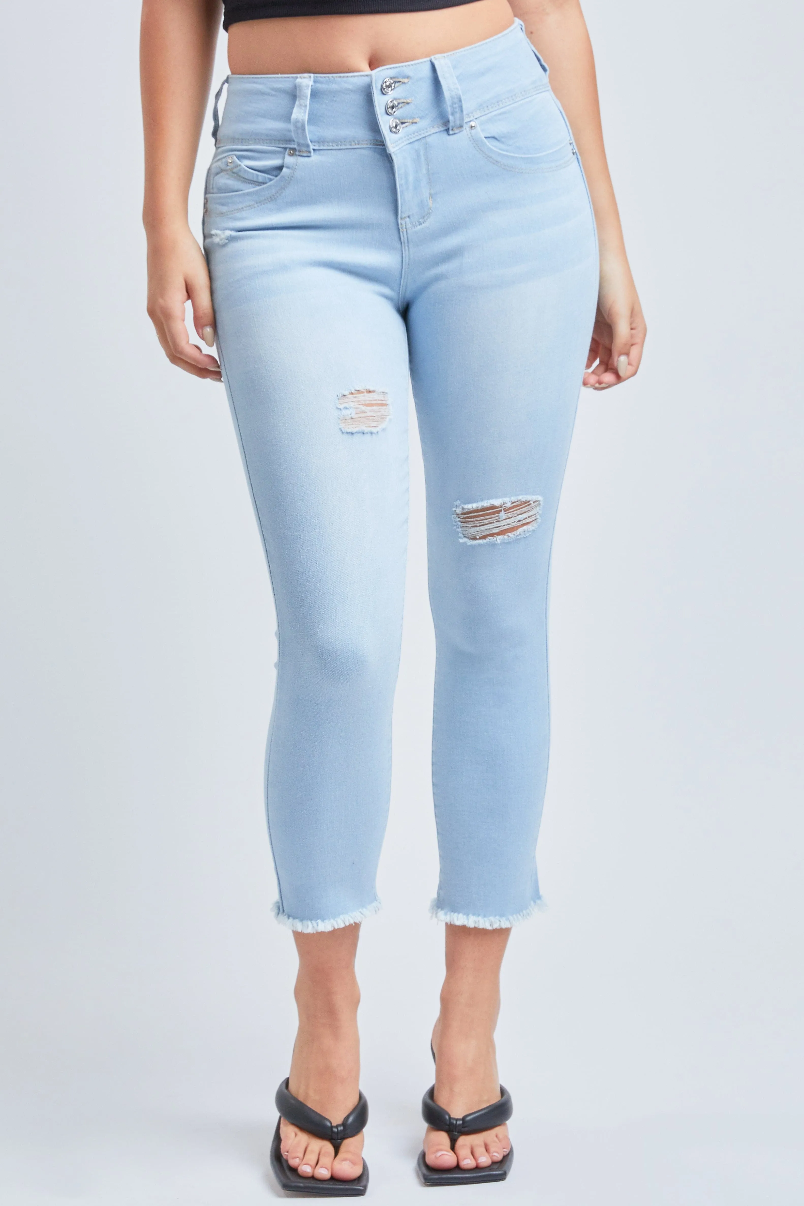 Women's WannaBettaButt 3-Button  Fray Hem Flood