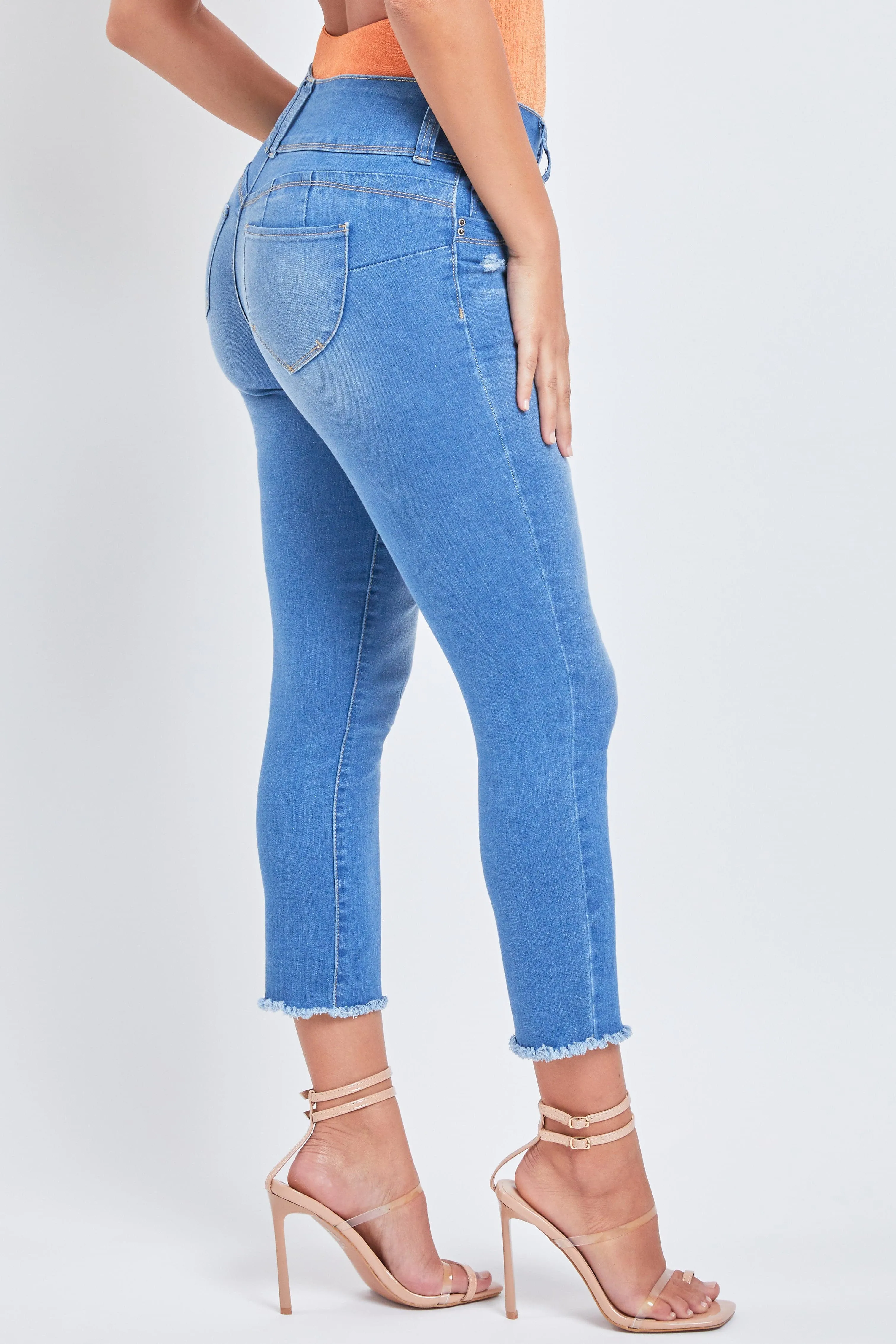 Women's WannaBettaButt 3-Button  Fray Hem Flood