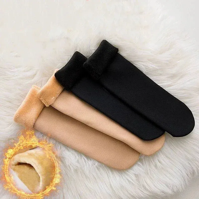Women's Winter Boots Thermal Socks Velvet Thicken Wool Fleece Snow Stocking Soft Sleeping Home Floor Harajuku Medium Tube Sock