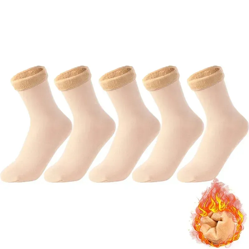 Women's Winter Boots Thermal Socks Velvet Thicken Wool Fleece Snow Stocking Soft Sleeping Home Floor Harajuku Medium Tube Sock
