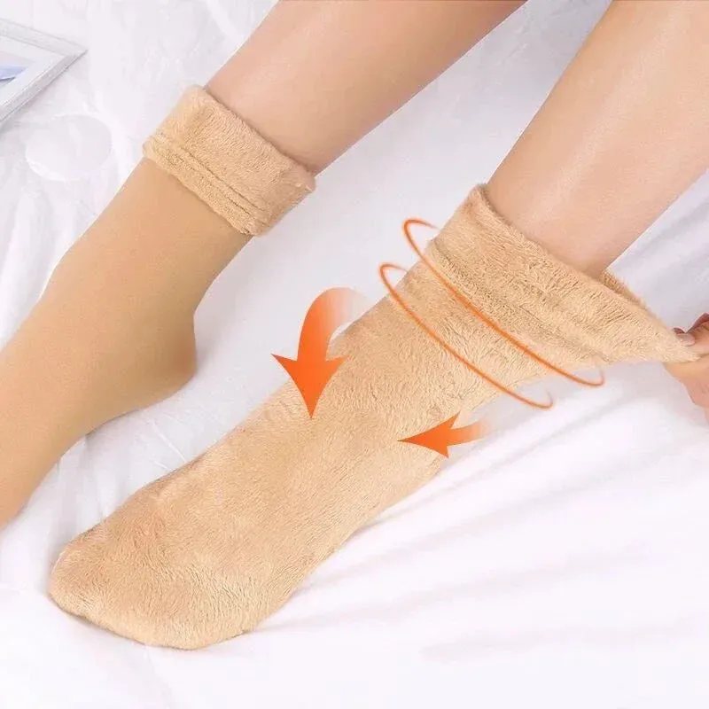 Women's Winter Boots Thermal Socks Velvet Thicken Wool Fleece Snow Stocking Soft Sleeping Home Floor Harajuku Medium Tube Sock