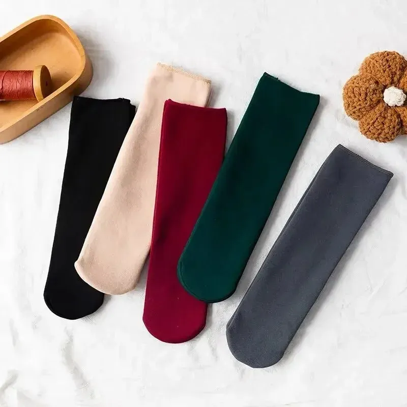 Women's Winter Boots Thermal Socks Velvet Thicken Wool Fleece Snow Stocking Soft Sleeping Home Floor Harajuku Medium Tube Sock