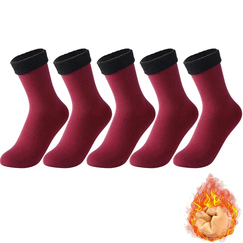 Women's Winter Boots Thermal Socks Velvet Thicken Wool Fleece Snow Stocking Soft Sleeping Home Floor Harajuku Medium Tube Sock