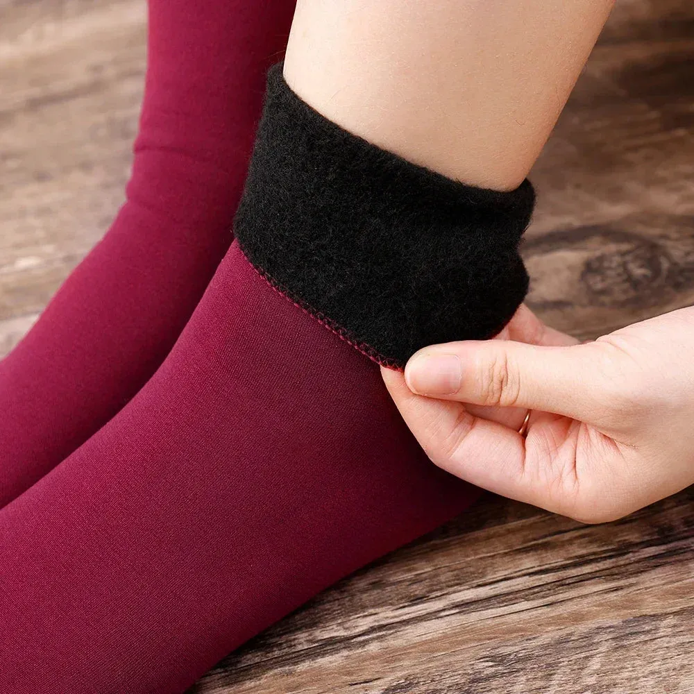 Women's Winter Boots Thermal Socks Velvet Thicken Wool Fleece Snow Stocking Soft Sleeping Home Floor Harajuku Medium Tube Sock