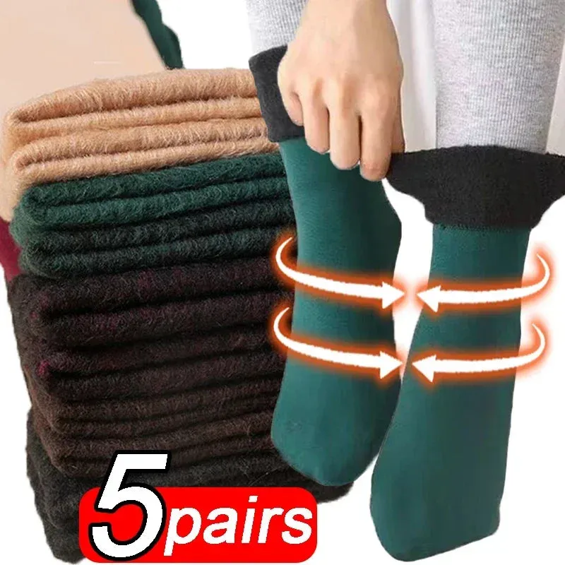 Women's Winter Boots Thermal Socks Velvet Thicken Wool Fleece Snow Stocking Soft Sleeping Home Floor Harajuku Medium Tube Sock