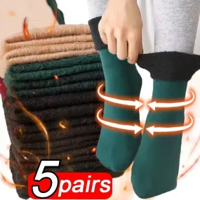 Women's Winter Boots Thermal Socks Velvet Thicken Wool Fleece Snow Stocking Soft Sleeping Home Floor Harajuku Medium Tube Sock