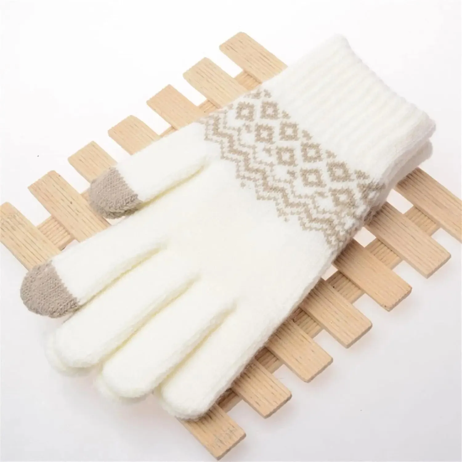 Wool Knitted Winter Gloves Women Men TouchScreen Warm Stretch Mittens Imitation Wool Full Finger Guantes Crochet Luvas Thicken